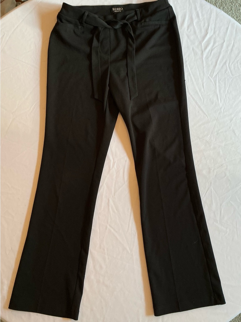 SOHO Black High-Rise Tie-Waist Pants